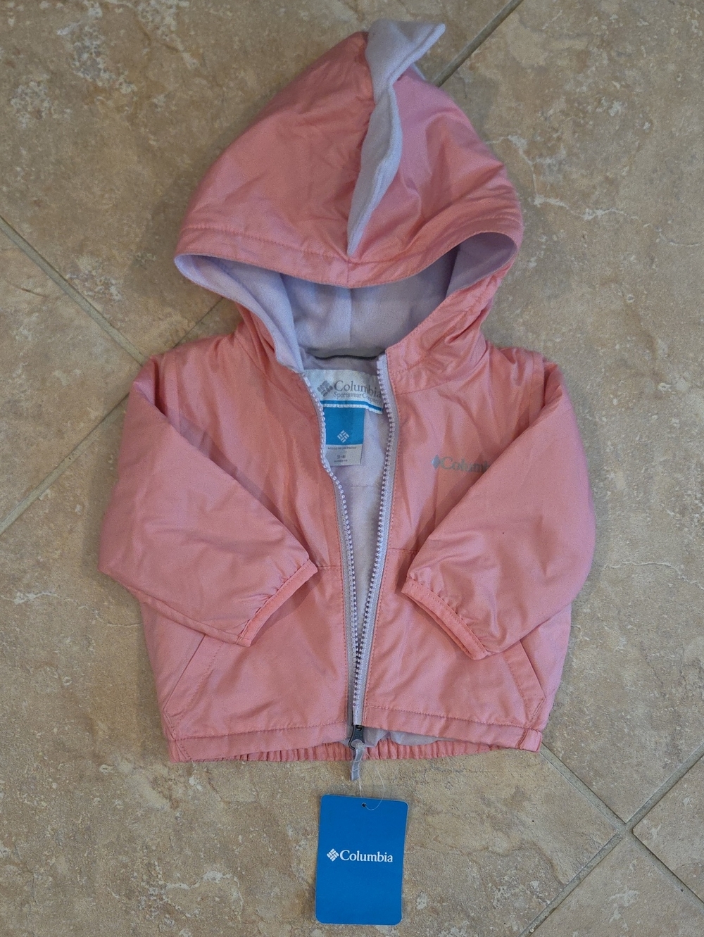 Columbia Baby 3-6M Pink Hooded Dino Coat